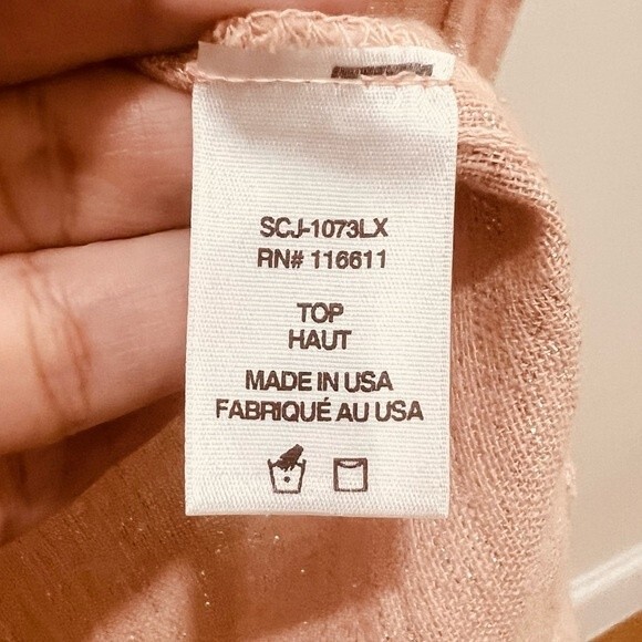 Anthropologie AMADI Kaye Metallic Pink Double Breasted Linen Cotton Blazer Sz. S - Picture 7 of 9